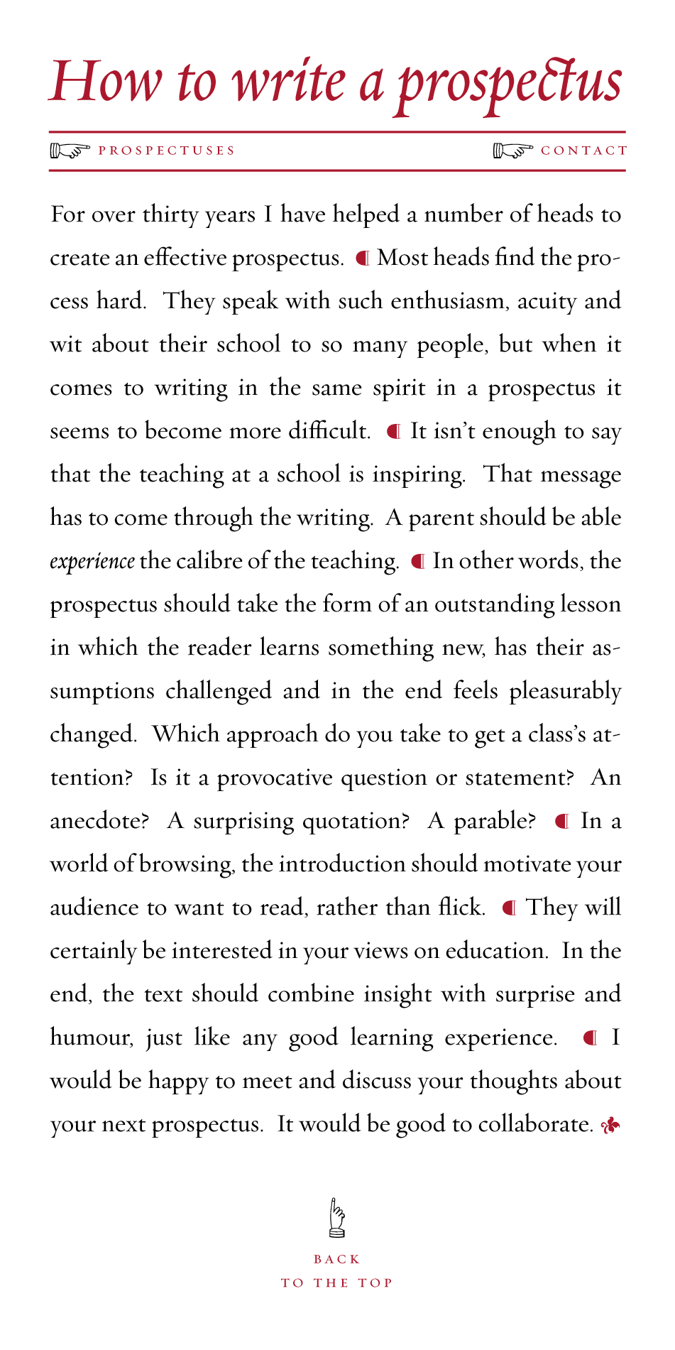 How to write a school prospectus